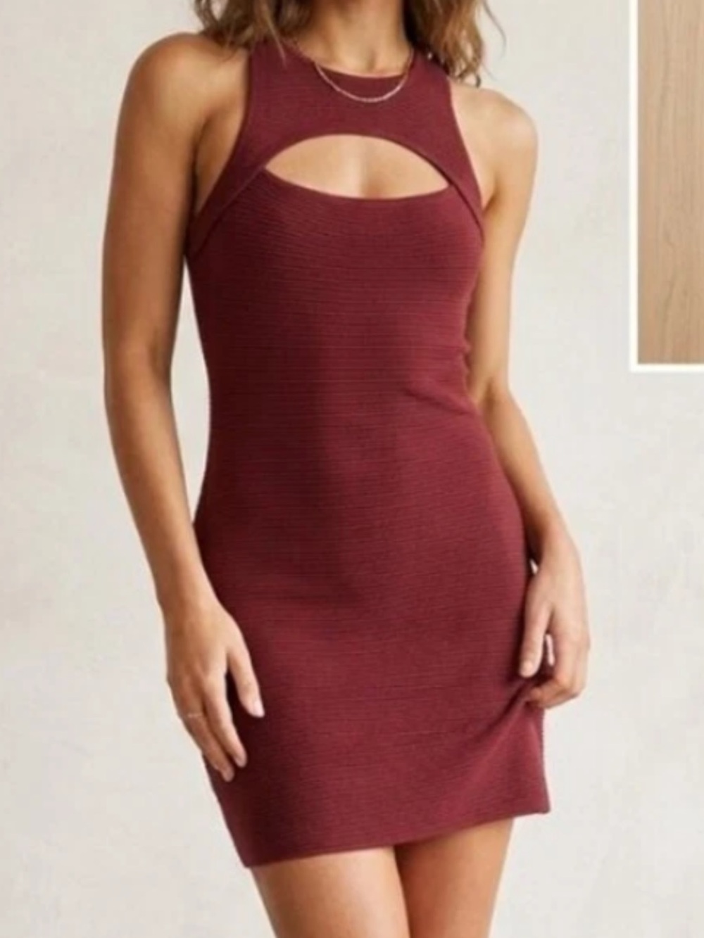 A&F Abercrombie & Fitch Rust Elevated Scuba Knit Ribbed Bodycon Dress Size XL T